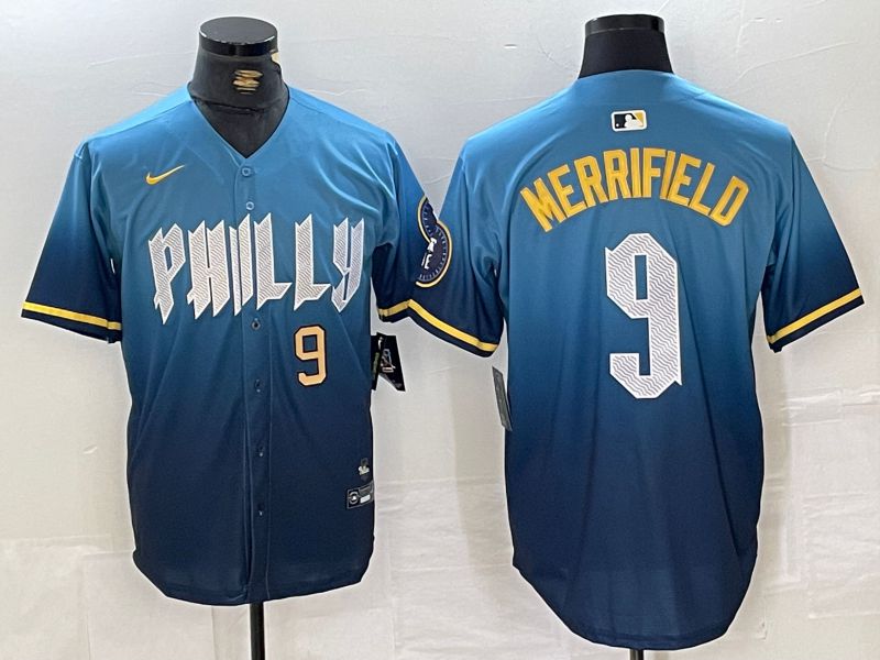 Men Philadelphia Phillies #9 Merrifield Blue City Edition 2024 Nike MLB Jersey style 2->philadelphia phillies->MLB Jersey
